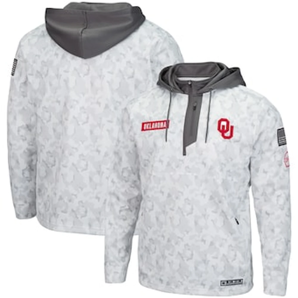 Men's Colosseum Arctic Camo Oklahoma Sooners OHT Military Appreciation Quarter-Zip Hoodie