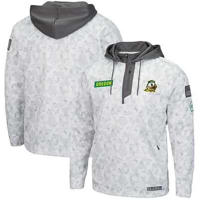 Men's Colosseum Arctic Camo Oregon Ducks OHT Military Appreciation Quarter-Zip Hoodie