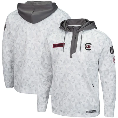 Men's Colosseum Arctic Camo South Carolina Gamecocks OHT Military Appreciation Quarter-Zip Hoodie