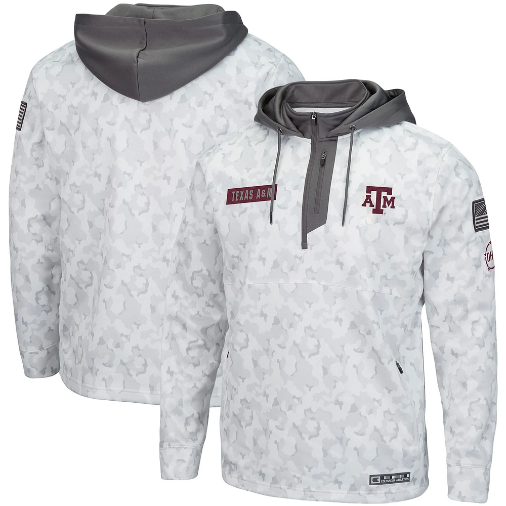 Men's Colosseum Arctic Camo Texas A&M Aggies OHT Military Appreciation Quarter-Zip Hoodie