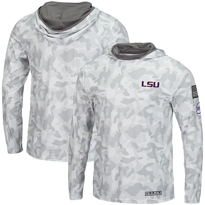 Men's Colosseum Arctic Camo LSU Tigers OHT Military Appreciation Long Sleeve Hoodie Top