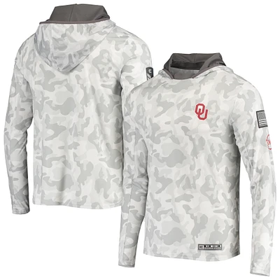 Men's Colosseum Arctic Camo Oklahoma Sooners OHT Military Appreciation Long Sleeve Hoodie Top