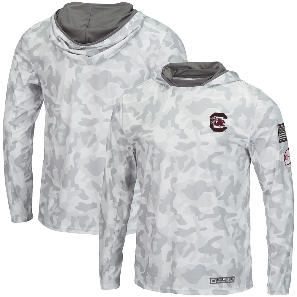 Men's Colosseum Arctic Camo South Carolina Gamecocks OHT Military Appreciation Long Sleeve Hoodie Top