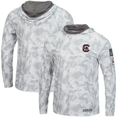 Men's Colosseum Arctic Camo South Carolina Gamecocks OHT Military Appreciation Long Sleeve Hoodie Top