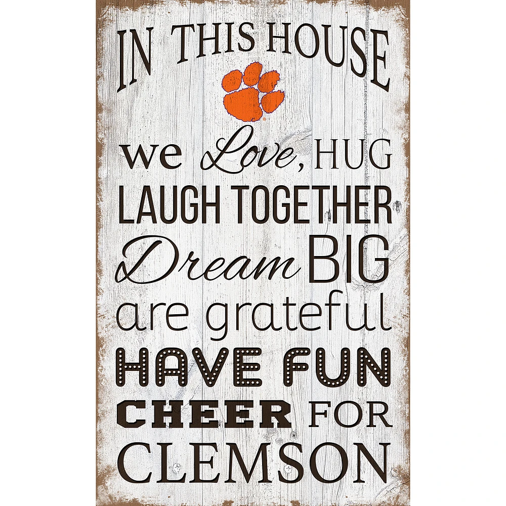 Clemson Tigers 11'' x 19'' Team In This House Sign
