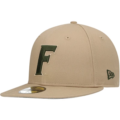 Men's New Era Tan Florida Gators Camel & Rifle 59FIFTY Fitted Hat