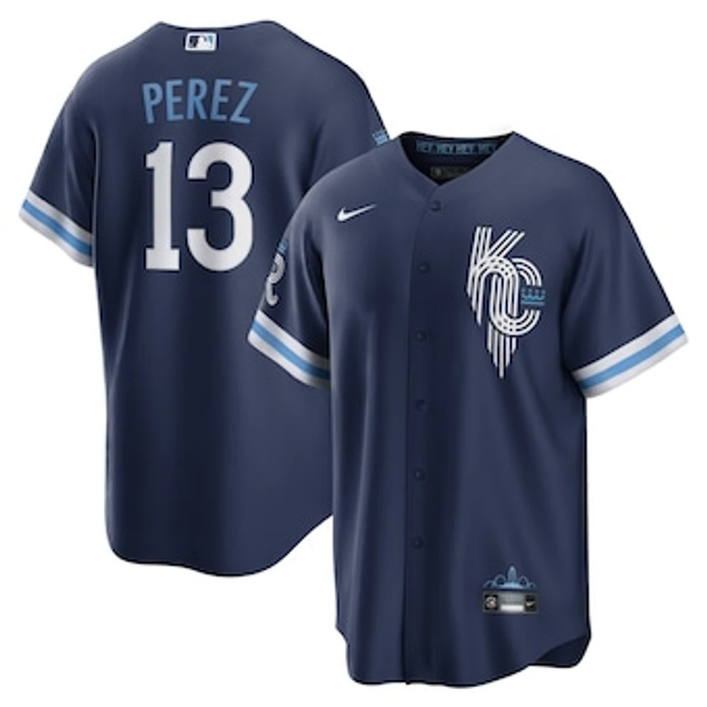 Men's Nike Salvador Perez Navy Kansas City Royals Connect Replica Player Jersey