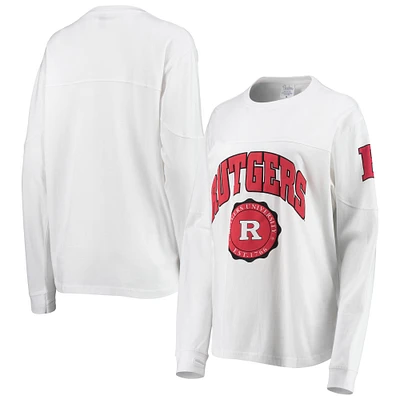 Women's Pressbox White Rutgers Scarlet Knights Edith Long Sleeve T-Shirt