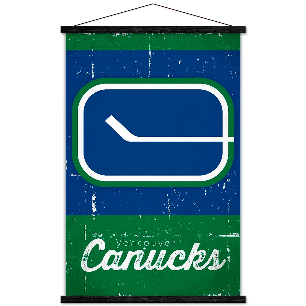 Vancouver Canucks 35.75'' x 24.25'' Hanging Framed Wordmark Logo Poster