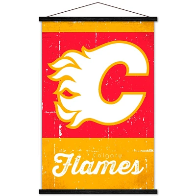 Calgary Flames 35.75'' x 24.25'' Hanging Framed Logo Poster