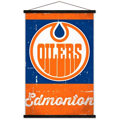 Edmonton Oilers 35.75'' x 24.25'' Hanging Framed Wordmark Logo Poster
