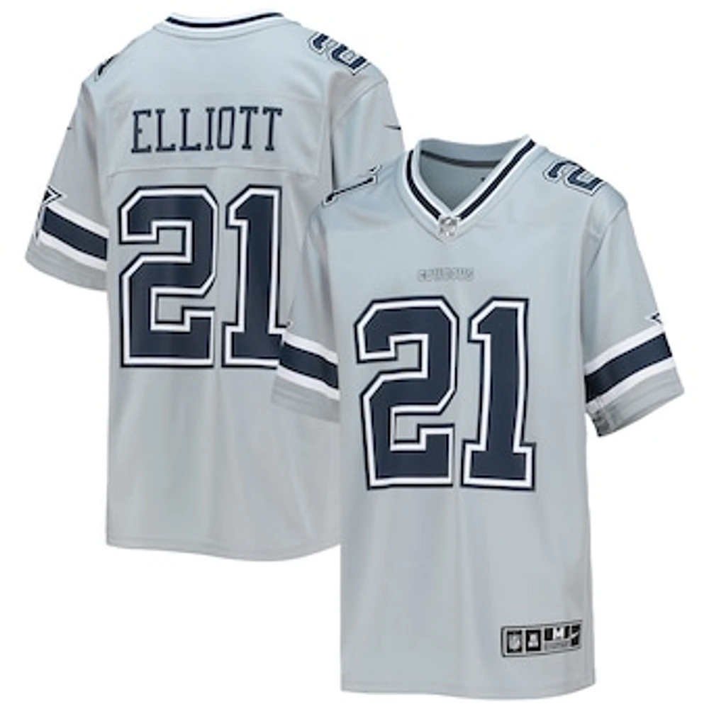 Youth Nike Ezekiel Elliott Silver Dallas Cowboys Inverted Team Game Jersey