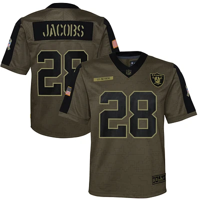 Youth Nike Josh Jacobs Olive Las Vegas Raiders Salute To Service Game Jersey