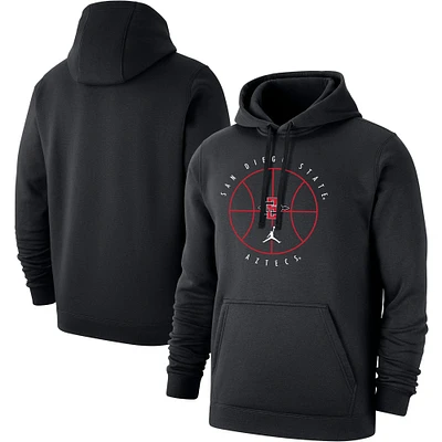 Men's Jordan Brand Black San Diego State Aztecs Basketball Icon Club Fleece Pullover Hoodie