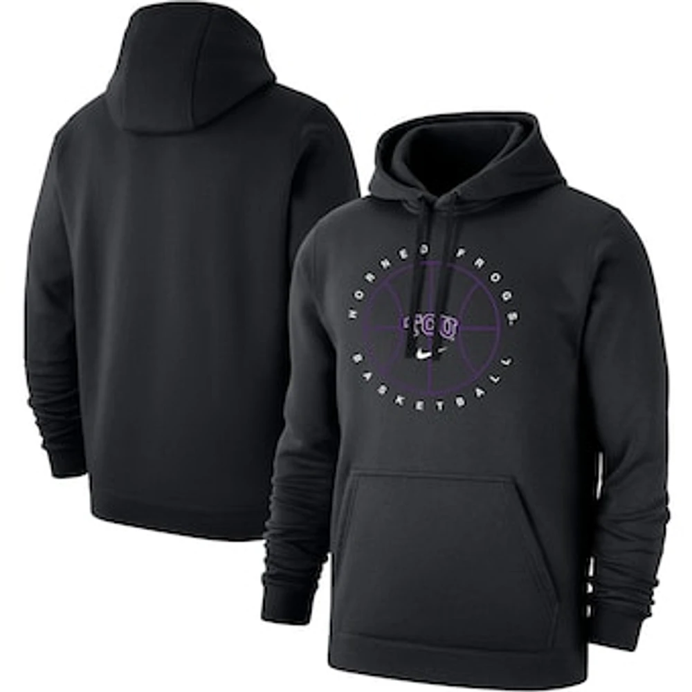 Men's Nike Black TCU Horned Frogs Basketball Icon Club Fleece Pullover Hoodie