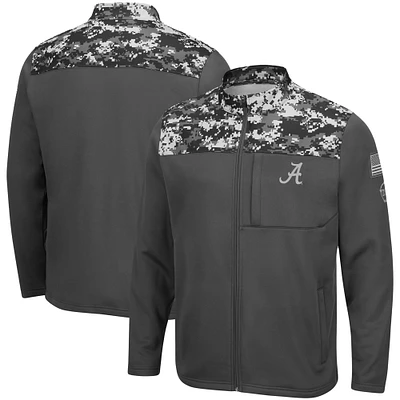 Men's Colosseum Charcoal Alabama Crimson Tide OHT Military Appreciation Digi Camo Full-Zip Jacket