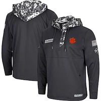 Men's Colosseum Charcoal Clemson Tigers OHT Military Appreciation Digital Camo Quarter-Zip Hoodie