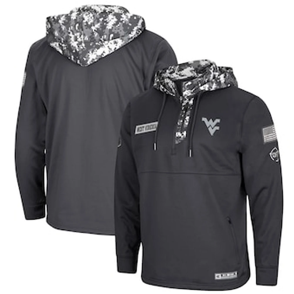 Men's Colosseum Charcoal West Virginia Mountaineers OHT Military Appreciation Digital Camo Quarter-Zip Hoodie