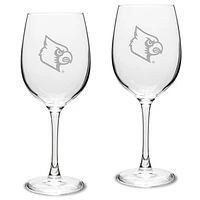 Louisville Cardinals 2-Piece 16oz. Traditional White Wine Glass Set