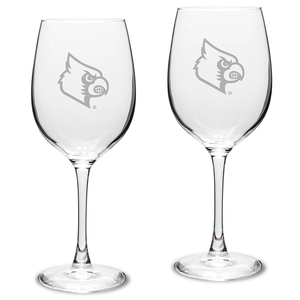 Louisville Cardinals 2-Piece 16oz. Traditional White Wine Glass Set