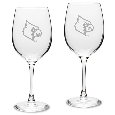 Louisville Cardinals 2-Piece 16oz. Traditional White Wine Glass Set