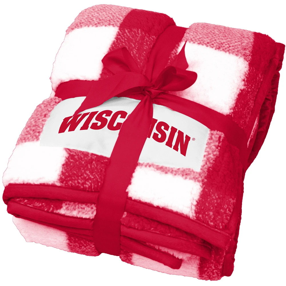 Wisconsin Badgers 50'' x 60'' Buffalo Check Frosty Fleece Blanket