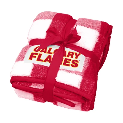 Calgary Flames 50'' x 60'' Buffalo Check Frosty Fleece Blanket