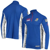 Men's Colosseum Royal Kansas Jayhawks OHT Military Appreciation Snow Cruise Raglan 1/4-Zip Jacket