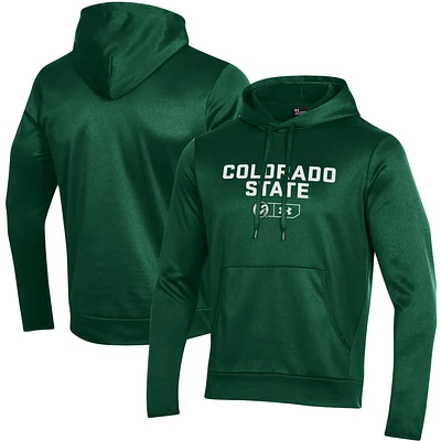 Men's Under Armour Green Colorado State Rams Logo Lockup Fleece Performance Pullover Hoodie