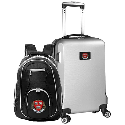MOJO Silver Harvard Crimson Deluxe 2-Piece Backpack & Carry-On Set