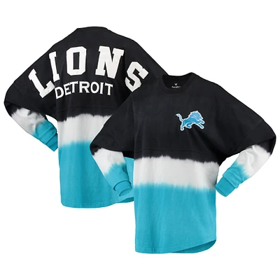 Women's Fanatics Black/Blue Detroit Lions Ombre Long Sleeve T-Shirt