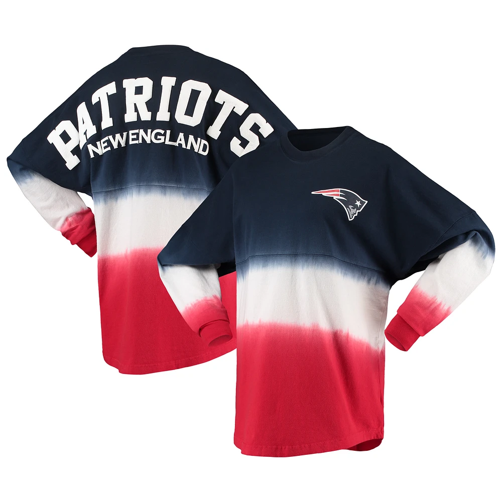 Women's Fanatics Navy/Red New England Patriots Ombre Long Sleeve T-Shirt