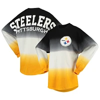 Women's Fanatics Black/White Pittsburgh Steelers Ombre Long Sleeve T-Shirt