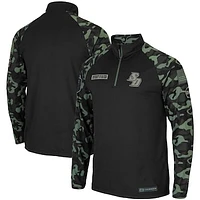 Men's Colosseum Black/Camo San Diego Toreros OHT Military Appreciation Take Flight Raglan Quarter-Zip Jacket