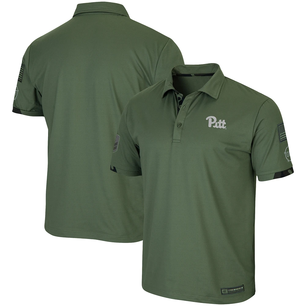 Men's Colosseum Olive Pitt Panthers OHT Military Appreciation Echo Polo