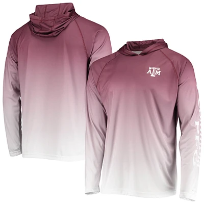 Men's Columbia PFG Maroon Texas A&M Aggies Terminal Tackle Omni-Shade UPF 50 Long Sleeve Hooded Top