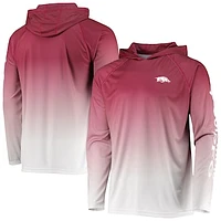 Men's Columbia PFG Cardinal Arkansas Razorbacks Terminal Tackle Omni-Shade UPF 50 Long Sleeve Hooded Top