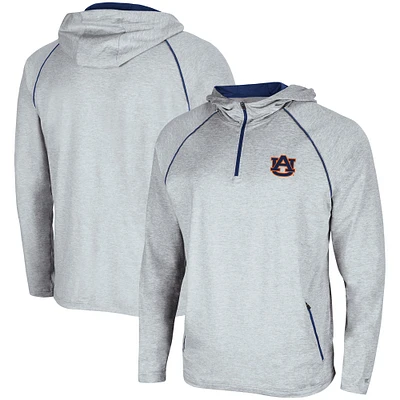 Men's Colosseum Heathered Gray Auburn Tigers Timeline Raglan Quarter-Zip Hoodie