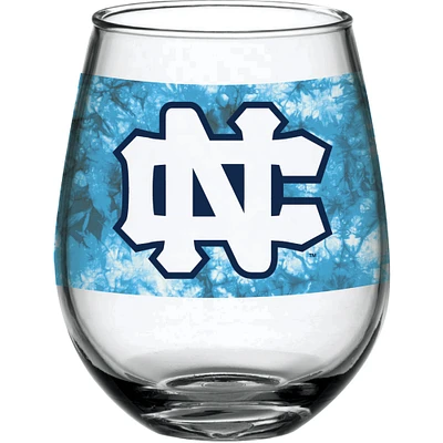 North Carolina Tar Heels 15oz. Vintage Tie-Dye Stemless Wine Glass