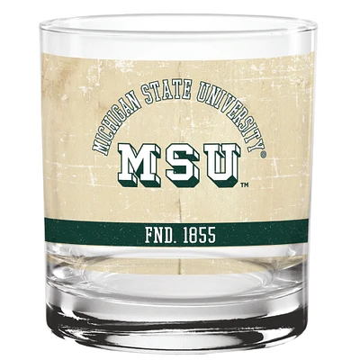 Michigan State Spartans 14oz. Vintage Retro Rocks Glass