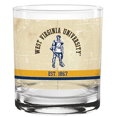 West Virginia Mountaineers 14oz. Vintage Retro Rocks Glass