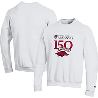 Men's Champion White Arkansas Razorbacks 150th Anniversary Pullover Sweatshirt