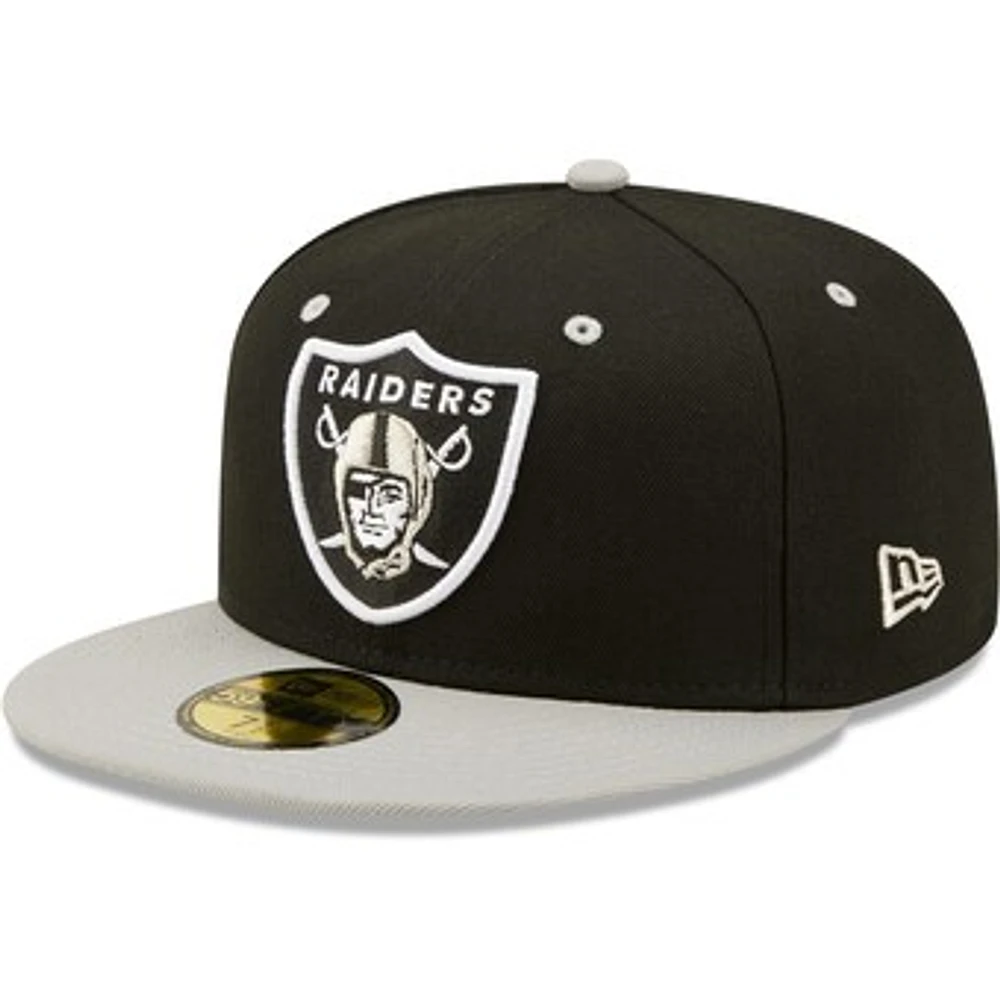 Men's New Era  Black/Gray Las Vegas Raiders Flipside 2Tone 59FIFTY Fitted Hat