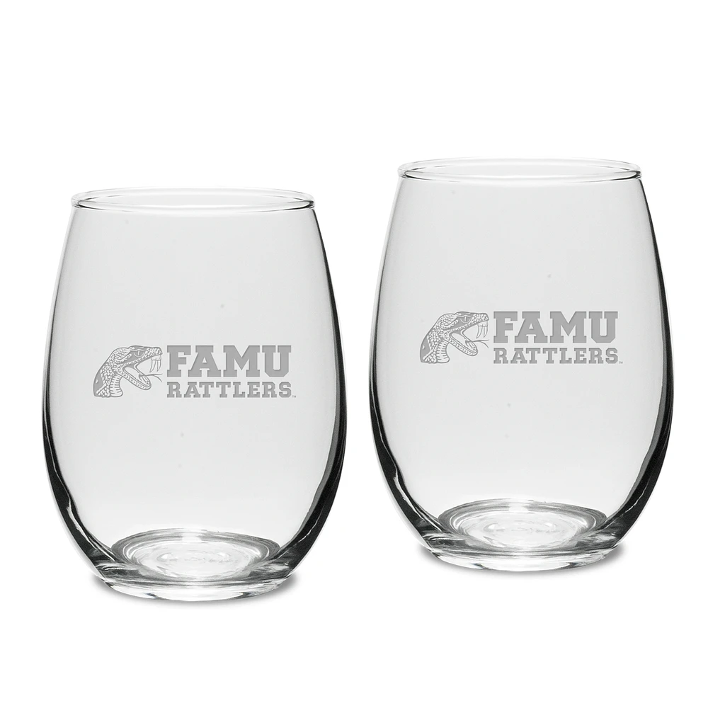 Florida A&M Rattlers 2-Piece 15oz. Stemless Wine Glass Set