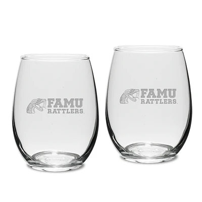 Florida A&M Rattlers 2-Piece 15oz. Stemless Wine Glass Set
