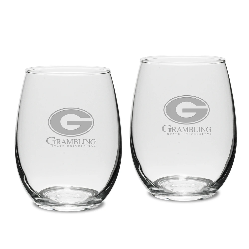 Grambling Tigers 2-Piece 15oz. Stemless Wine Glass Set