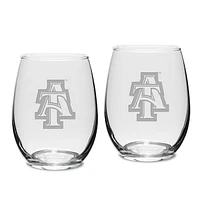 North Carolina A&T Aggies 2-Piece 15oz. Stemless Wine Glass Set