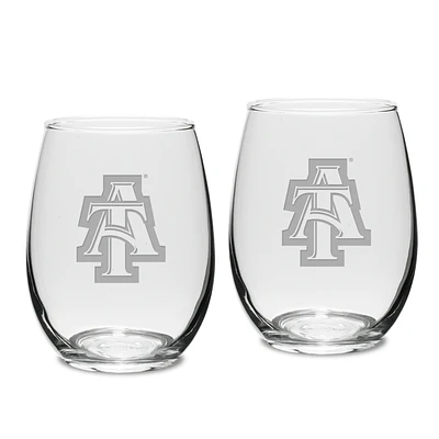 North Carolina A&T Aggies 2-Piece 15oz. Stemless Wine Glass Set