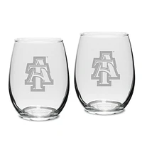 North Carolina A&T Aggies 2-Piece 15oz. Stemless Wine Glass Set