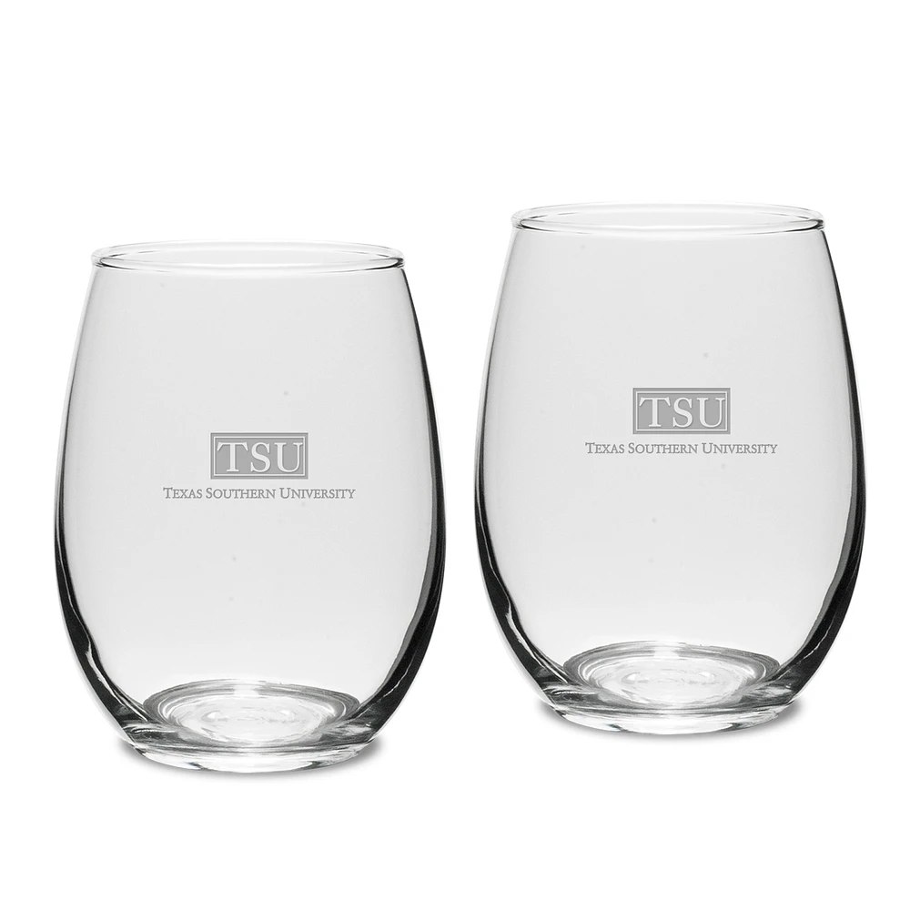 Texas Southern Tigers 2-Piece 15oz. Stemless Wine Glass Set